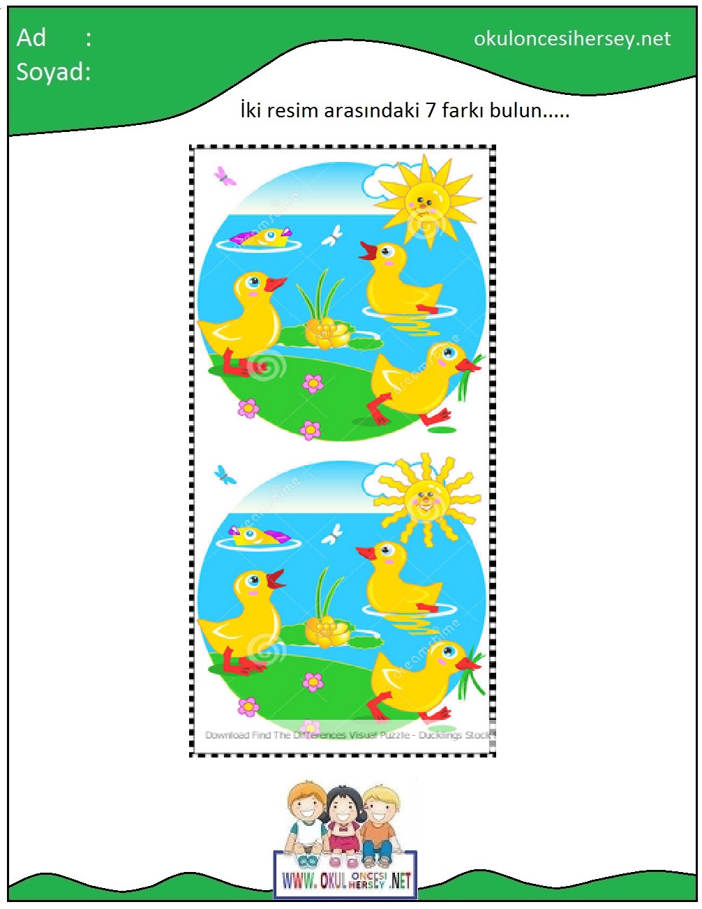 okul öncesi İki Resim Arasındaki Farkı Bul